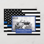 愛と警感謝してい察Thin Blue Line家族の写真 サンキューカード (正面/裏面)