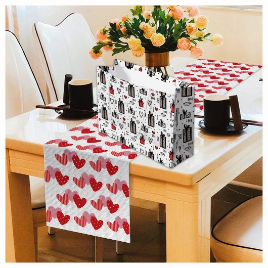 愛と贈り物バレンタインデー手書きグラフィック ラージペーパーバッグ