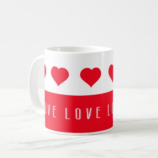 愛と赤いハートバレンタインデー コーヒーマグカップ (正面左)
