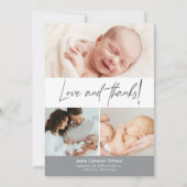 愛と赤ちゃん感謝していのシャワー写真を手入力 サンキューカード (正面)