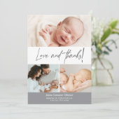 愛と赤ちゃん感謝していのシャワー写真を手入力 サンキューカード (スタンド正面)