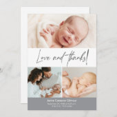 愛と赤ちゃん感謝していのシャワー写真を手入力 サンキューカード (正面/裏面)