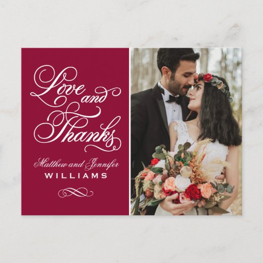 愛と赤感謝していの写真あり結婚がとう ポストカード (正面)