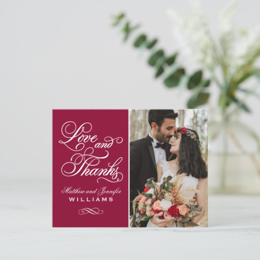 愛と赤感謝していの写真あり結婚がとう ポストカード (スタンド正面)