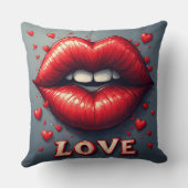 愛と超現実的な赤いインスパイア唇 クッション (裏面)