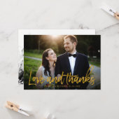 愛と金感謝してい箔の結婚ありがとう写真 カード (正面/裏面インサイチュ)