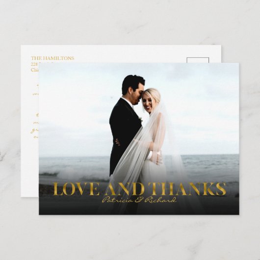 愛と金感謝してい箔の結婚感謝のフォート ポストカード (正面/裏面)