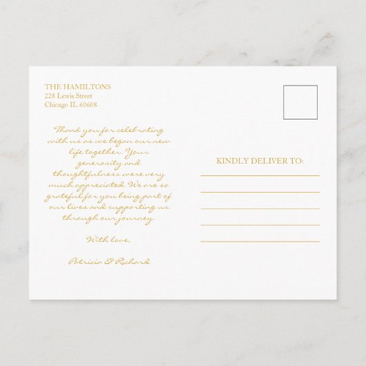 愛と金感謝してい箔の結婚感謝のフォート ポストカード (裏面)