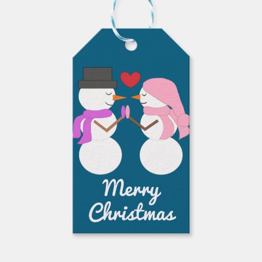 愛と雪の人：深いシーブルー ギフトタグ (正面)