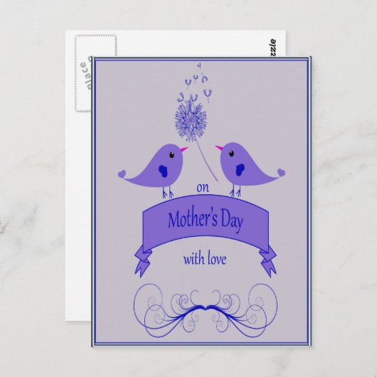 愛と青い鳥の母の日ポストカード ポストカード (正面/裏面)