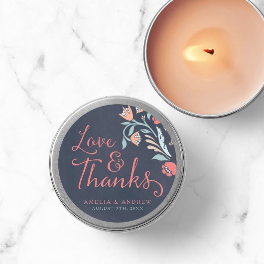 愛と青感謝してい色のシャルボードフローラ結婚の ラウンドシール