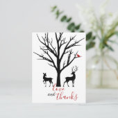 愛と鹿の感謝していカップル冬ありがとう ポストカード (スタンド正面)