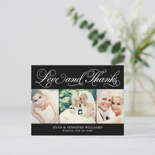 愛と黒感謝していの写真あり結婚がとう ポストカード (スタンド正面)