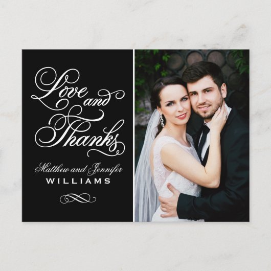 愛と黒感謝していの写真あり結婚がとう ポストカード (正面)