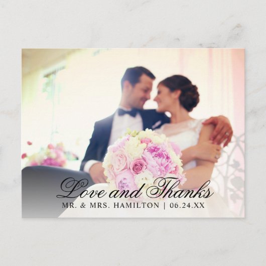 愛と黒感謝していの写真あり結婚がとう ポストカード (正面)
