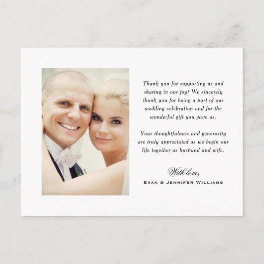 愛と黒感謝していの写真あり結婚がとう ポストカード (裏面)