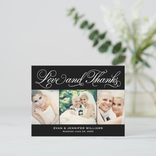 愛と黒感謝していの写真あり結婚がとう ポストカード (スタンド正面)