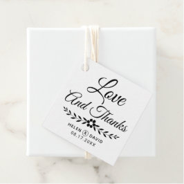 愛と黒感謝していタイポグラフィ花結婚の フェイバータグ