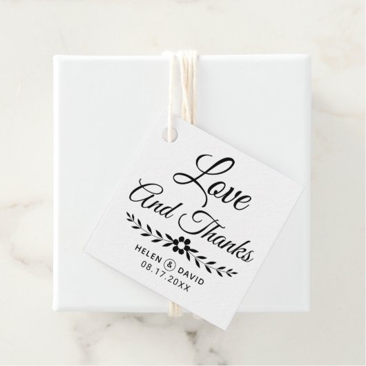 愛と黒感謝していタイポグラフィ花結婚の フェイバータグ (インサイチュ)