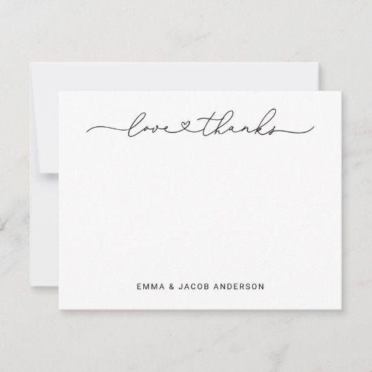 愛と黒感謝していモダンのモノグラム サンキューカード (正面)