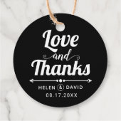愛と黒感謝してい白タイポグラフィ結婚の フェイバータグ (裏面)