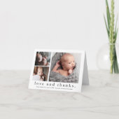愛と3感謝していフォトコラージュベビー サンキューカード (正面)