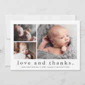 愛と3感謝していフォトベビーサンキューカード 招待状 (正面)