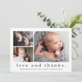 愛と3感謝していフォトベビーサンキューカード 招待状 (スタンド正面)