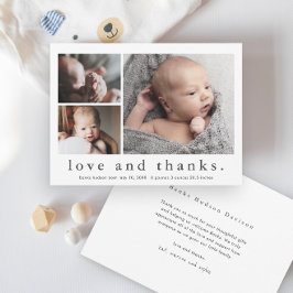 愛と3感謝していフォトベビー サンキューカード
