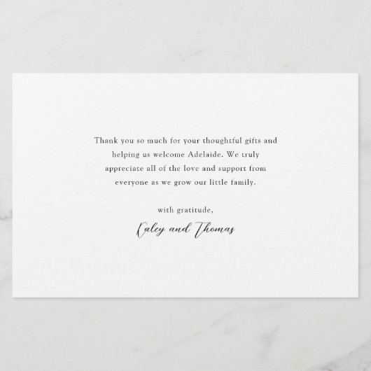 愛と3感謝していフォト新生児サンキューカード チラシ (裏面)