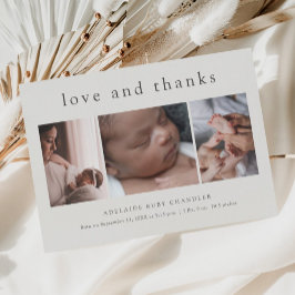 愛と3感謝していフォト新生児サンキューカード チラシ
