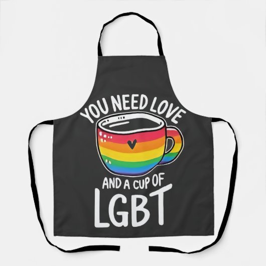 愛とLGBTのカップが必要2025年プライド月 エプロン (正面)