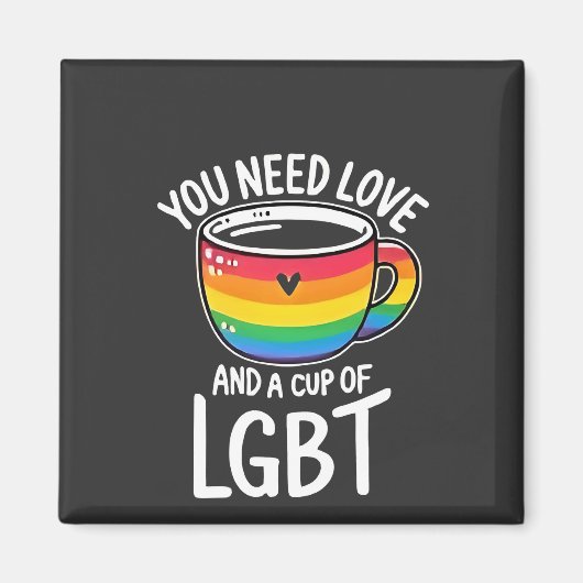 愛とLGBTのカップが必要2025年プライド月 マグネット (正面)