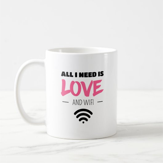 愛とWiFiがあればそれでいい コーヒーマグカップ (左)