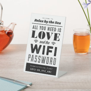 愛とWiFiのホームネットワークとパスワードの署名 台座サイン