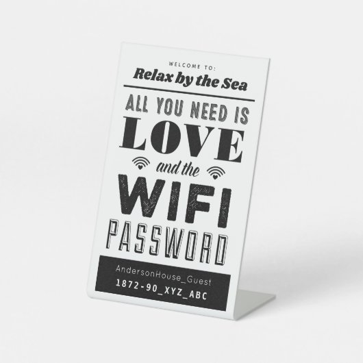 愛とWiFiのホームネットワークとパスワードの署名 台座サイン (正面)