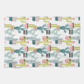 愛についてタコしよう |サボテンのパターン キッチンタオル (横)