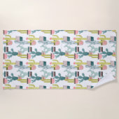 愛についてタコしよう |サボテンのパターン ビーチタオル (正面)