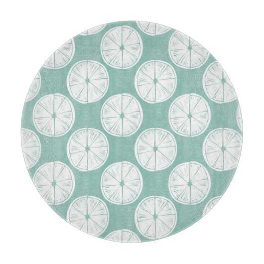 愛についてタコしよう |ティール（緑がかった色）ライムパターン カッティングボード (正面)