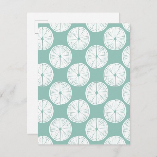 愛についてタコしよう |ティール(緑がかった色)ライムパターン ポストカード (正面/裏面)