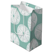 愛についてタコしよう |ティール(緑がかった色)ライムパターン ミディアムペーパーバッグ (裏面アングル)