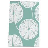 愛についてタコしよう |ティール(緑がかった色)ライムパターン ミディアムペーパーバッグ (裏面)