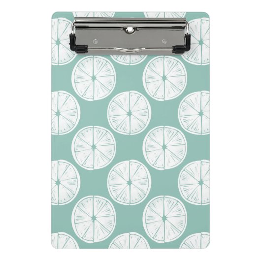 愛についてタコしよう |ティール（緑がかった色）ライムパターン ミニクリップボード (正面)
