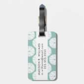 愛についてタコしよう |ティール(緑がかった色)ライムパターン ラゲッジタグ (裏面縦)