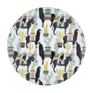 愛についてタコしよう ラマとロバのパターン カッティングボード