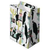 愛についてタコしよう |ラマとロバのパターン ミディアムペーパーバッグ (正面アングル)