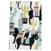 愛についてタコしよう |ラマとロバのパターン ミディアムペーパーバッグ (裏面)