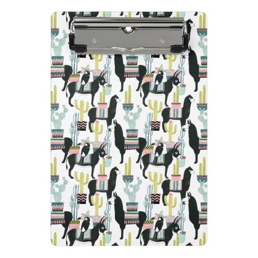 愛についてタコしよう |ラマとロバのパターン ミニクリップボード (正面)