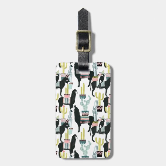 愛についてタコしよう |ラマとロバのパターン ラゲッジタグ (正面縦)