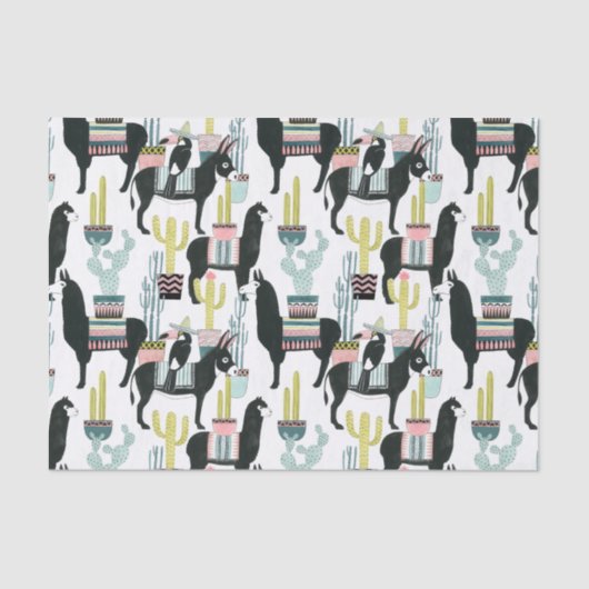 愛についてタコしよう |ラマとロバのパターン 薄葉紙 (正面)